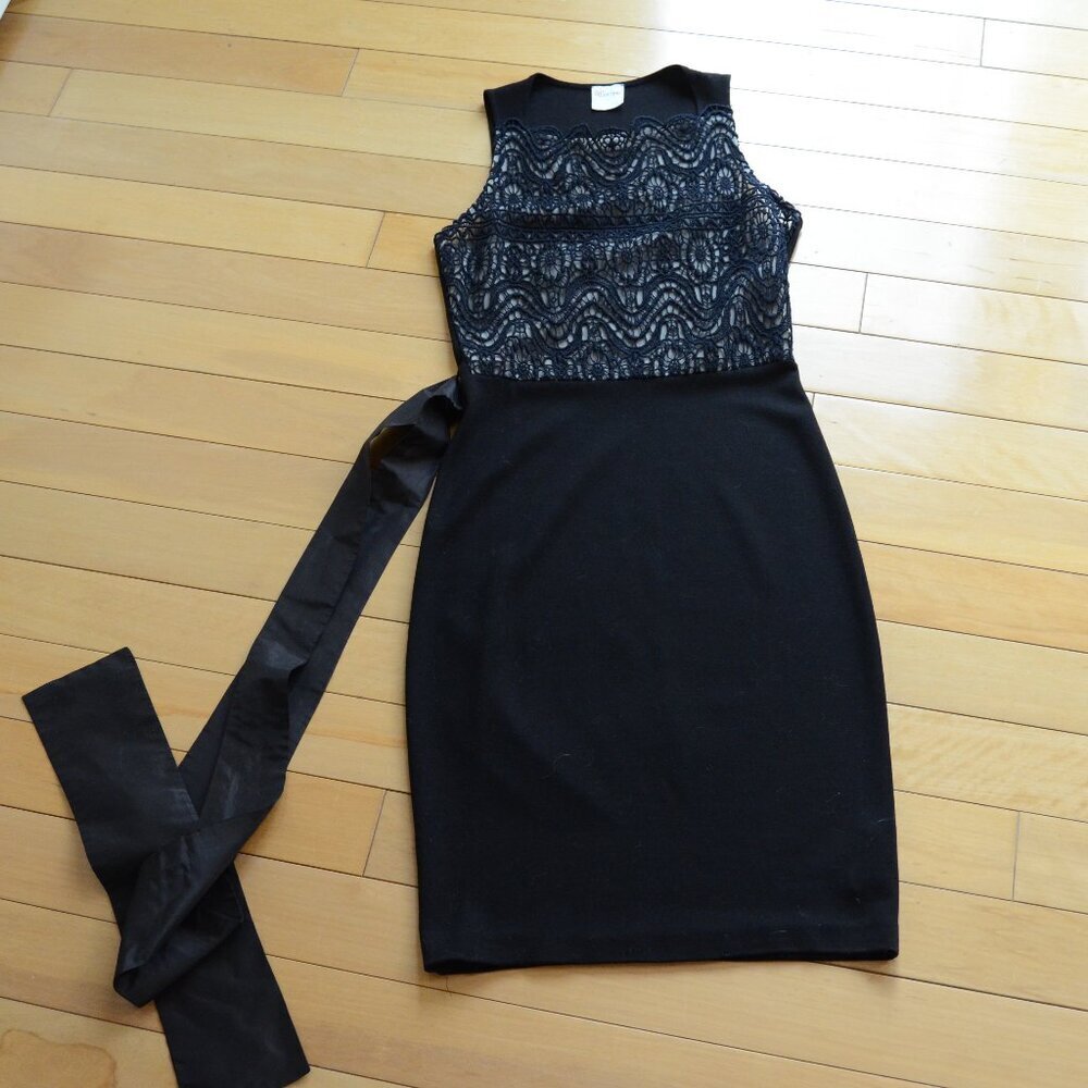 RED Valentino black knit lace overlay sleeveless bodycon dress size S
